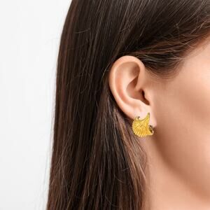 Vintage Gold Tone Flower Earrings, Clip On Swirl Midcentury 1960s